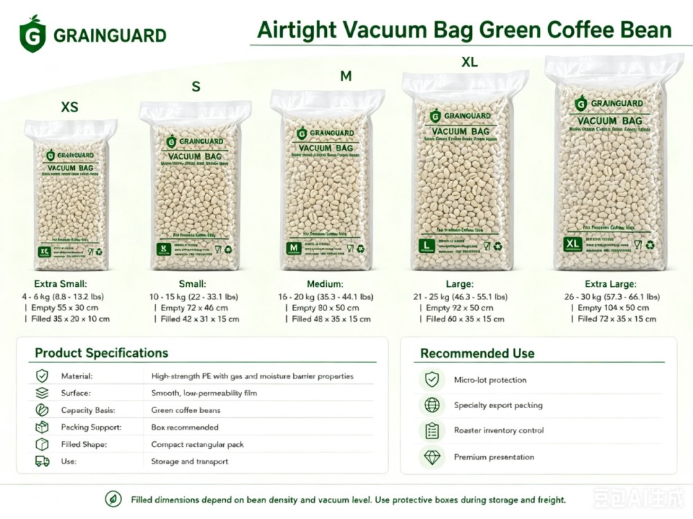 Airtight Vacuum Bag Green Coffee Bean